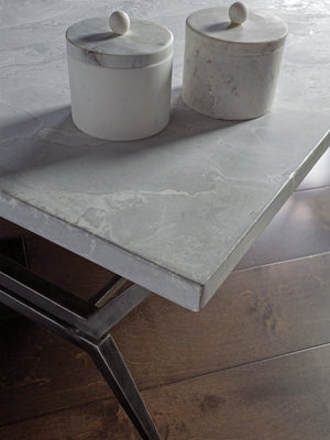 Lexington Artistica Home Cirro Rectangular Cocktail Table – Elegant Transitional Design With Unique Scagliola Stone Top Gray Wood 2132-945