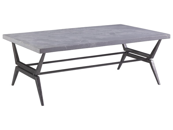 Lexington Artistica Home Cirro Rectangular Cocktail Table – Elegant Transitional Design With Unique Scagliola Stone Top Gray Wood 2132-945