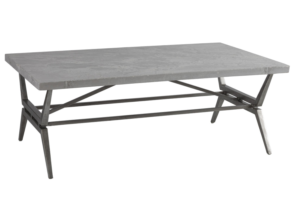Lexington Artistica Home Cirro Rectangular Cocktail Table – Elegant Transitional Design With Unique Scagliola Stone Top Gray Wood 2132-945