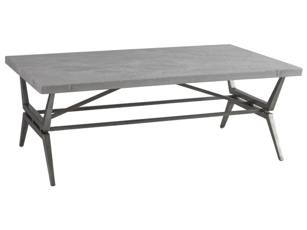 Lexington Artistica Home Cirro Rectangular Cocktail Table – Elegant Transitional Design With Unique Scagliola Stone Top Gray Wood 2132-945