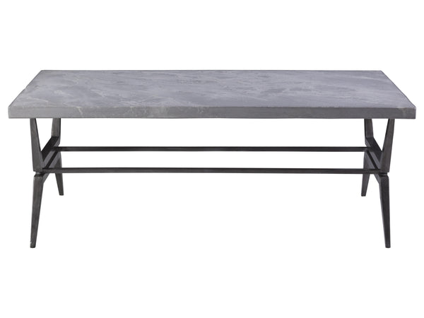 Lexington Artistica Home Cirro Rectangular Cocktail Table – Elegant Transitional Design With Unique Scagliola Stone Top Gray Wood 2132-945