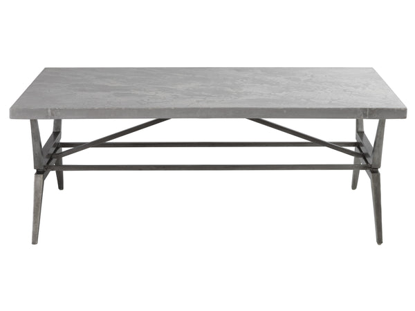 Lexington Artistica Home Cirro Rectangular Cocktail Table – Elegant Transitional Design With Unique Scagliola Stone Top Gray Wood 2132-945