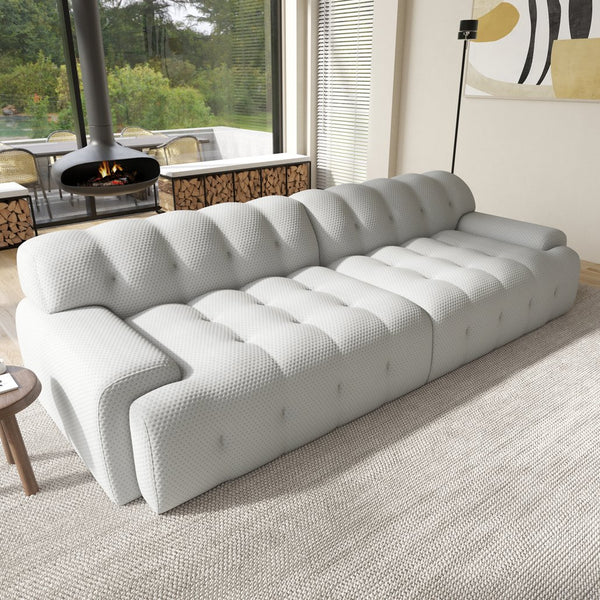 English Elm Bubble Modern Armless Sectional Sofa - 3D-Knitted Loveseat With Plush Comfort & Stylish Design B341S00010