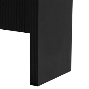 English Elm U_style Wave Door Pine Console Table Sculptural Storage for Entryway or Sofa Black N711P415846B