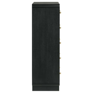 English Elm Burton Black 5-Drawer Chest of Drawers with Rounded Corners, Brass Knobs & Deep Storage Appeal B062P375417