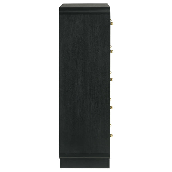 English Elm Burton Black 5-Drawer Chest of Drawers with Rounded Corners, Brass Knobs & Deep Storage Appeal B062P375417