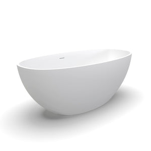 English Elm 61 Inch Stone Resin Freestanding Bathtub Matte White Sculptural Soaking Spa Design W1613P368241