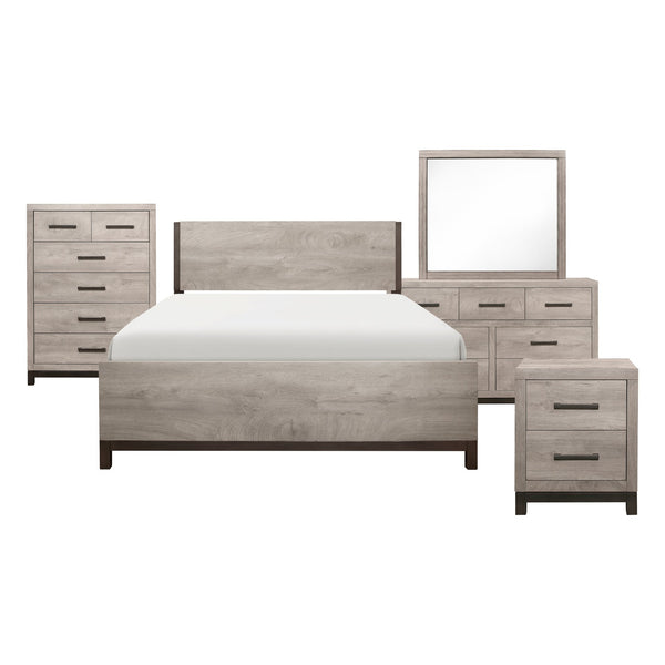 English Elm Two-Tone Gray Zephyr 5-Drawer Bedroom Chest with Metal Bar Hardware, Modern Melamine Finish, 34"x17"x48.5" B011P366066