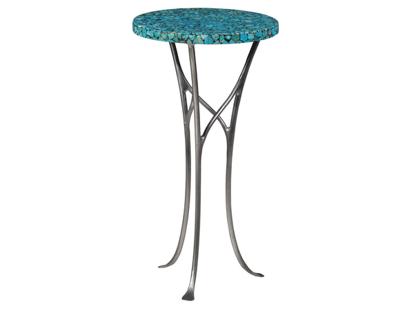 Lexington Artistica Home Isidora Turquoise Spot Table - Stunning Transitional Design With Unique Arizona Turquoise Finish Aquamarine Wood 2134-951