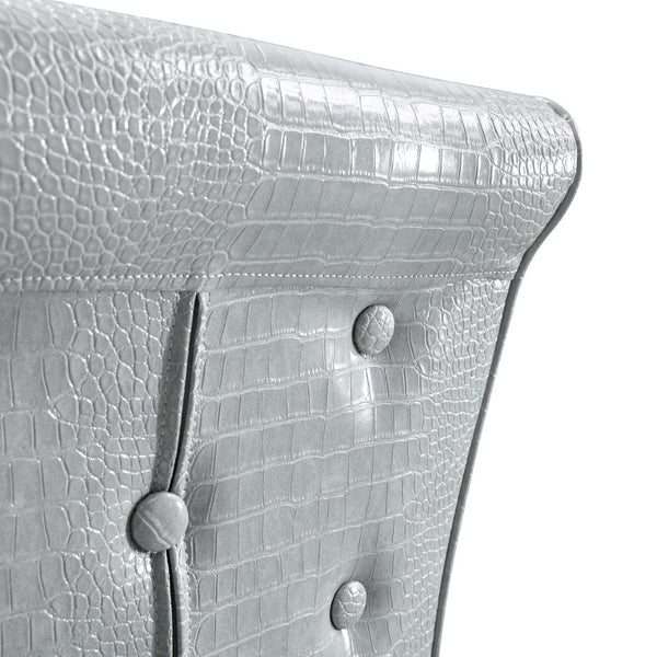 English Elm A Set of 2 Crystal Button Faux Leather Dining Chairs with Embossed Croc Texture Gold,Gray W3226P340256
