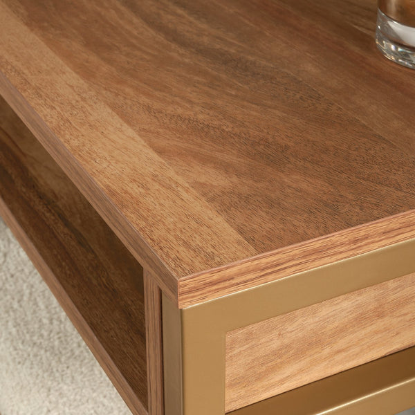 English Elm Vanity, Brown finish with Spacious Drawer & Open Shelves, Engineered Wood, Metal Frame Storage B356P367761