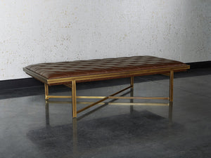 Sunpan Kayla Bench - Opulent Transitional Design with Tufted Upholstery and Elegant X-Base Frame Vintage Cognac