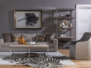 Lexington Artistica Home Topa Rectangular Cocktail Table - Unique Antiqued Silver Leaf Design With Stunning Glass Inset Silver Leaf Wood 2135-945