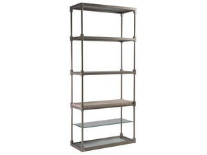 Lexington Artistica Home Topa Etagere - Unique Transitional Design With Antiqued Silver Leaf And Stunning Glass Shelves Silver Leaf Wood 2135-991