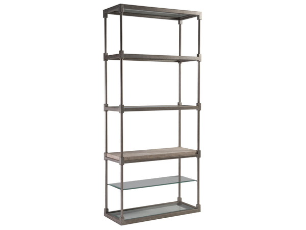 Lexington Artistica Home Topa Etagere - Unique Transitional Design With Antiqued Silver Leaf And Stunning Glass Shelves Silver Leaf Wood 2135-991