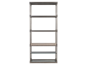 Lexington Artistica Home Topa Etagere - Unique Transitional Design With Antiqued Silver Leaf And Stunning Glass Shelves Silver Leaf Wood 2135-991