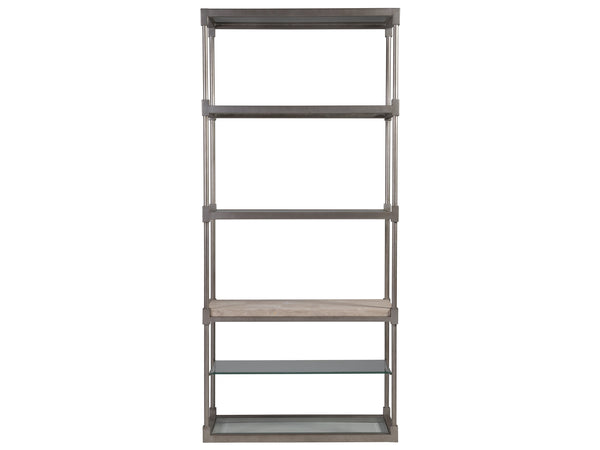 Lexington Artistica Home Topa Etagere - Unique Transitional Design With Antiqued Silver Leaf And Stunning Glass Shelves Silver Leaf Wood 2135-991
