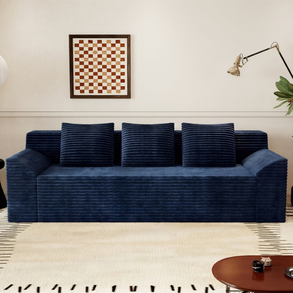 English Elm 71" Corduroy Tufted Loveseat with Deep Seat and Curved Back for Compact Living Spaces Aged Blue W5571P440916