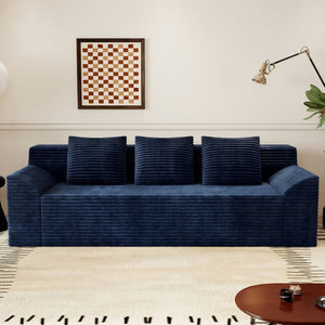English Elm 71" Corduroy Tufted Loveseat with Deep Seat and Curved Back for Compact Living Spaces Aged Blue W5571P440916