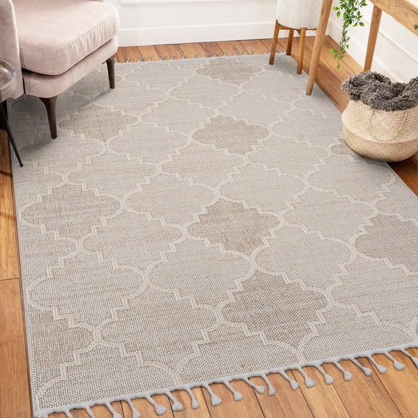 English Elm Loom Trellis Area Rug 6X9 Cream - Stylish Indoor/Outdoor Durable Design, Easy Care & Pet-Friendly! B335P289598