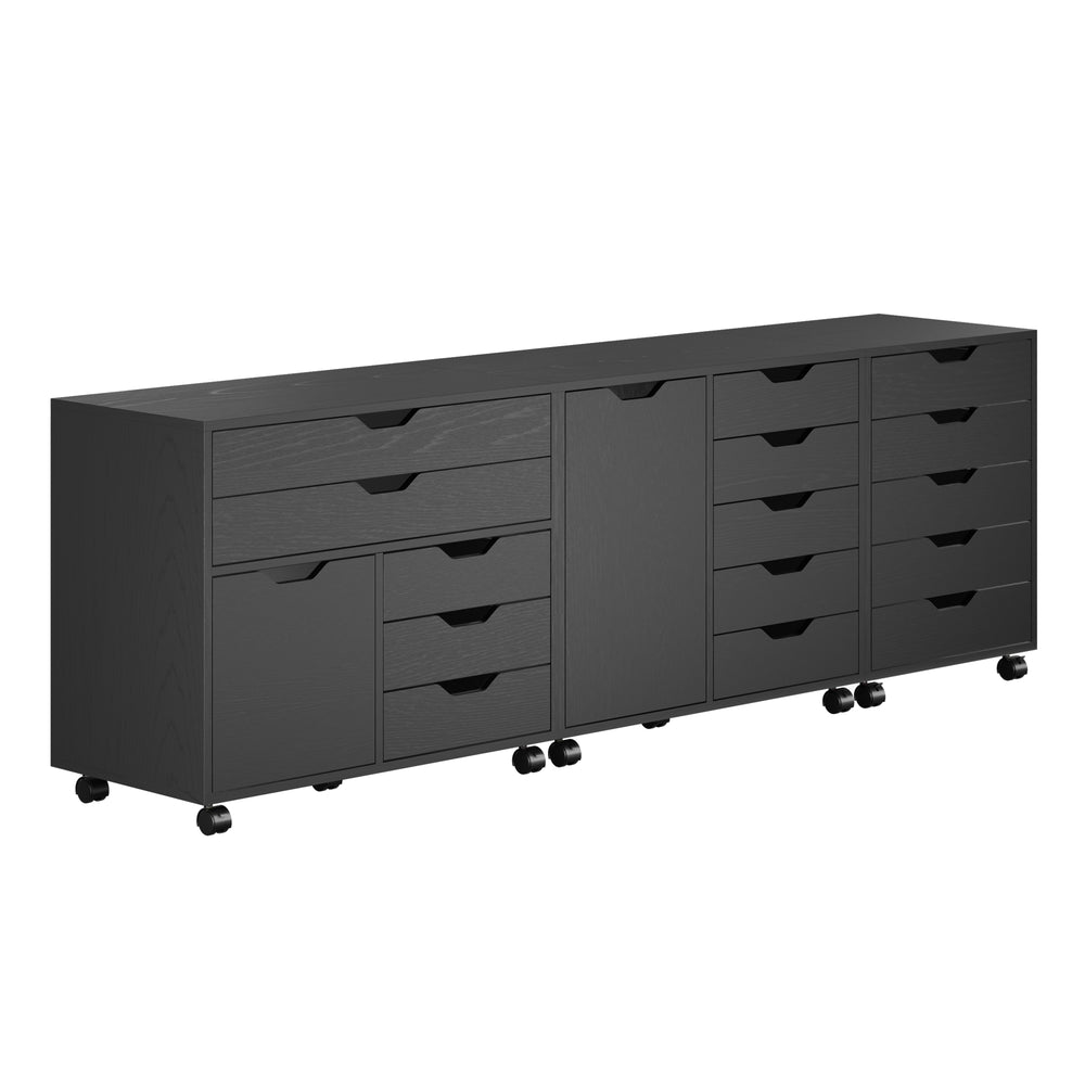 Winsome Wood Halifax 3-piece Mobile Storage Cabinet Set With Versatile Drawers For Organized Living Spaces, Black Black Composite Wood 21369-winsome-wood