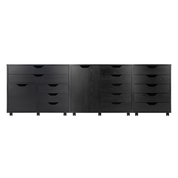 Winsome Wood Halifax 3-piece Mobile Storage Cabinet Set With Versatile Drawers For Organized Living Spaces, Black Black Composite Wood 21369-winsome-wood