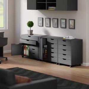 Winsome Wood Halifax 3-piece Mobile Storage Cabinet Set With Versatile Drawers For Organized Living Spaces, Black Black Composite Wood 21369-winsome-wood