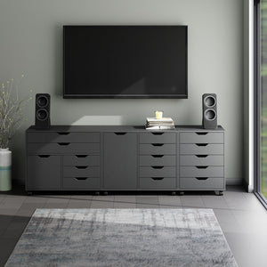 Winsome Wood Halifax 3-piece Mobile Storage Cabinet Set With Versatile Drawers For Organized Living Spaces, Black Black Composite Wood 21369-winsome-wood