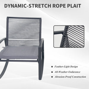 English Elm 2-person Weatherproof Outdoor Patio Bistro Metal Rocking Conversation Set with Table, Rust-Proof Elegance Grey W1859P360037