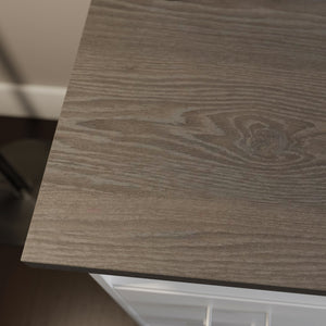 English Elm Gaming Desk White Finish with Dual Drawers & Adjustable Shelf for Cooling Airflow, Modern Durable Design B356P402674