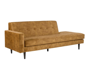 Sunpan Palmyra Sofa - Elegant Mid-Century Design with Spacious Comfort and Dark Brown Rubberwood Legs Nono Tapenade Gold