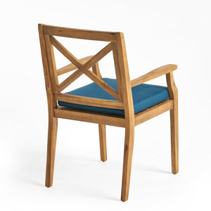 English Elm Christopher Knight Home® - PERLA Outdoor Dining Chair Set of 2 with Water‑Resistant Cushions, Acacia Wood, Comfortable Seating Blue,Teak N762P251938C