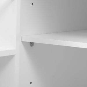 English Elm K&K 47 Inch Kitchen Island with Extendable Dining Table, Rolling Storage Cabinet, Built-In Power White N707P215327W