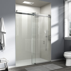 English Elm 56" Frameless Sliding Shower Door Tempered Glass Soft Close Brushed Nickel Bathroom W1920P193805