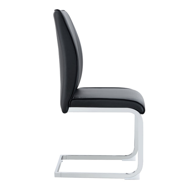 English Elm Luxury Arch Chair Set Of 8 - Stylish Black Pu Upholstered Dining Chairs With Ergonomic Support W1151S03065