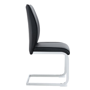 English Elm Luxury Modern Arch Chairs - Set Of 4 Black Pu Upholstered Dining Chairs With Stylish Silver Legs W1151P154857