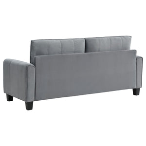 English Elm Dixon Grey Upholstered 2-Piece Sofa Set with Plush Cushions, Vertical Stitching & Tapered Legs — Modern Chic Comfort for Living Room (90) B062S01115