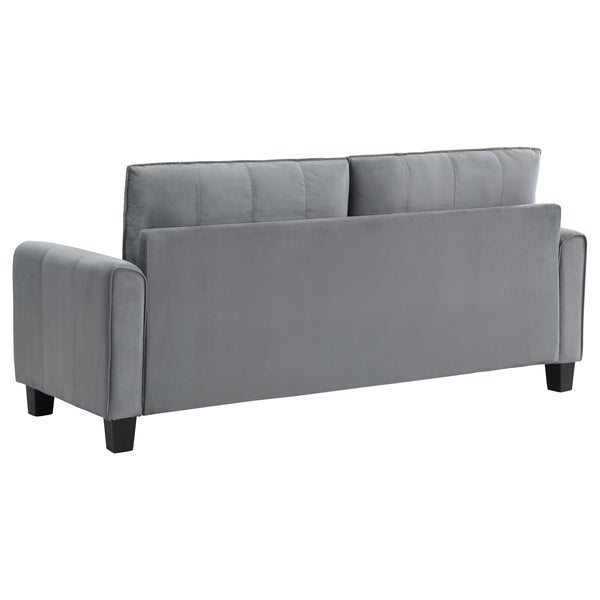English Elm Dixon Grey Upholstered 2-Piece Sofa Set with Plush Cushions, Vertical Stitching & Tapered Legs — Modern Chic Comfort for Living Room (90) B062S01115