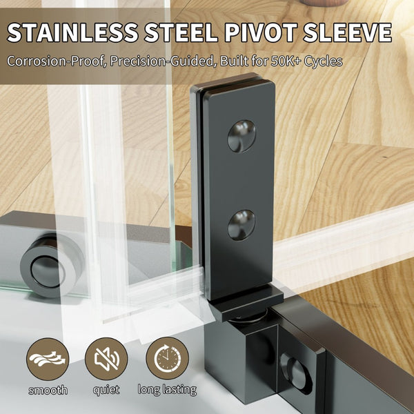 English Elm Corner Frameless Neo-angle Pivot Shower Enclosure with Tempered Glass and Sleek Hardware W637P348794