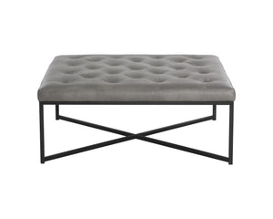 Sunpan Endall Ottoman - Elegant Square Design with Button Tufting Perfect for Coffee Table or Extra Seating Black / Bravo Metal
