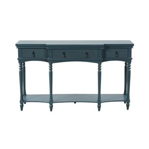 English Elm [video] Solid Pine Console Table Ornate Carved Legs Copper Hardware Soft-close Drawers Blue N759P433566C