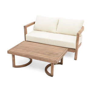 English Elm Christopher Knight Home® - 4-Pieces Acacia Wood Patio Set with Plush Beige Cushions, Coffee Table, Durable Outdoor Seating (97) N780P7230307