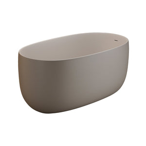 English Elm 47'' Freestanding Stone Resin Soaking Tub Sculpted Solid Surface with Heat Retention Beige W2753P416602