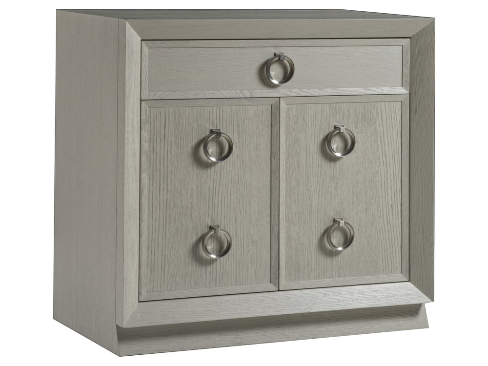 Lexington Artistica Home Zeitgeist White Oak Door Chest - Unique Mixed Media Design With Adjustable Shelf And Ventilated Back Antiqued White Wood 2140-974