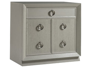 Lexington Artistica Home Zeitgeist White Oak Door Chest - Unique Mixed Media Design With Adjustable Shelf And Ventilated Back Antiqued White Wood 2140-974