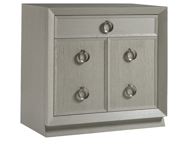 Lexington Artistica Home Zeitgeist White Oak Door Chest - Unique Mixed Media Design With Adjustable Shelf And Ventilated Back Antiqued White Wood 2140-974