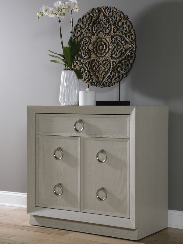 Lexington Artistica Home Zeitgeist White Oak Door Chest - Unique Mixed Media Design With Adjustable Shelf And Ventilated Back Antiqued White Wood 2140-974