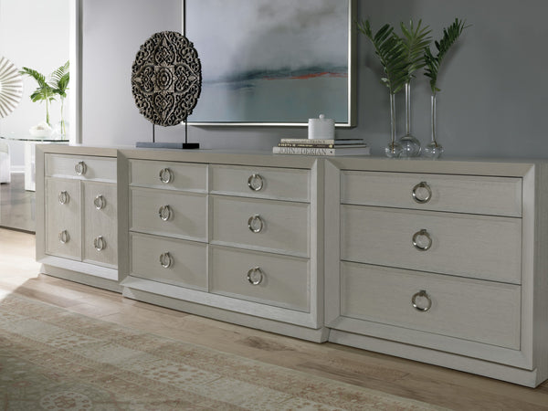 Lexington Artistica Home Zeitgeist White Double Dresser With Six Self-closing Drawers - Stunning Architectural Design! Antiqued White Wood 2140-222