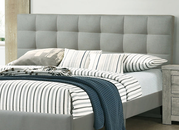 English Elm Contemporary Upholstered Queen Bed with Tufted Linen-Like Headboard, Slat Support, Modern Elegance Grey,Light Gray 62 L x 39 W x 5 H B011P243666