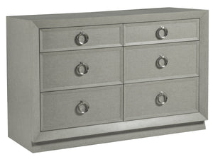 Lexington Artistica Home Zeitgeist Linen Double Dresser - Elegant Design With Six Self-closing Drawers And Unique Finishes Antique Linen Wood 2141-222